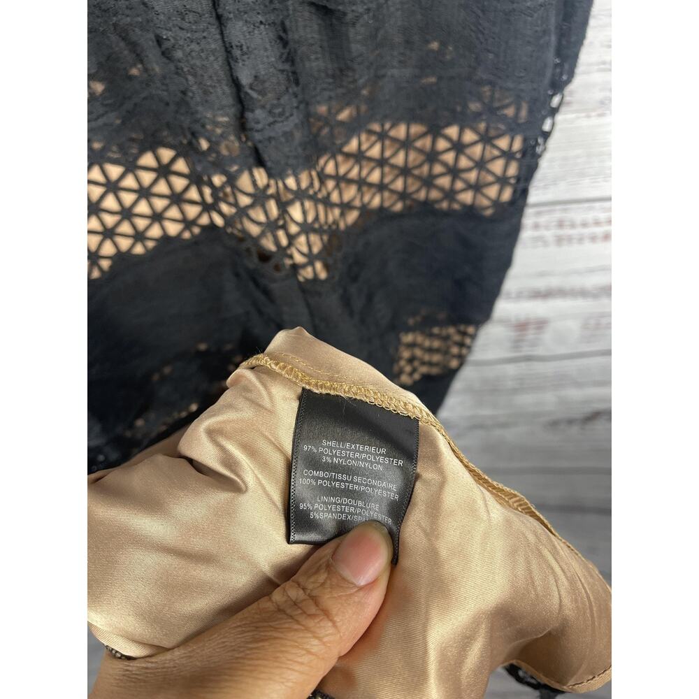 Belle Badgley Mischka Dress Women's 2 Black Gabrielle Gown Lace Midi Formal New - Picture 5 of 10